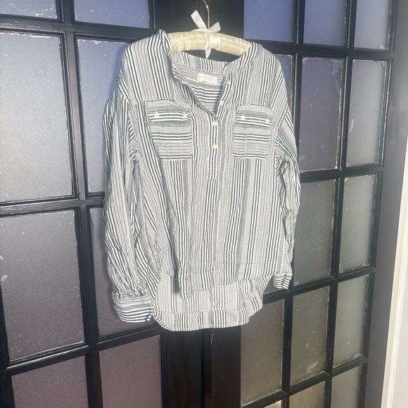 Lucky Brand Tops - Lucky Brand Striped Popover Blouse Medium Boho Coastal Cotton Top